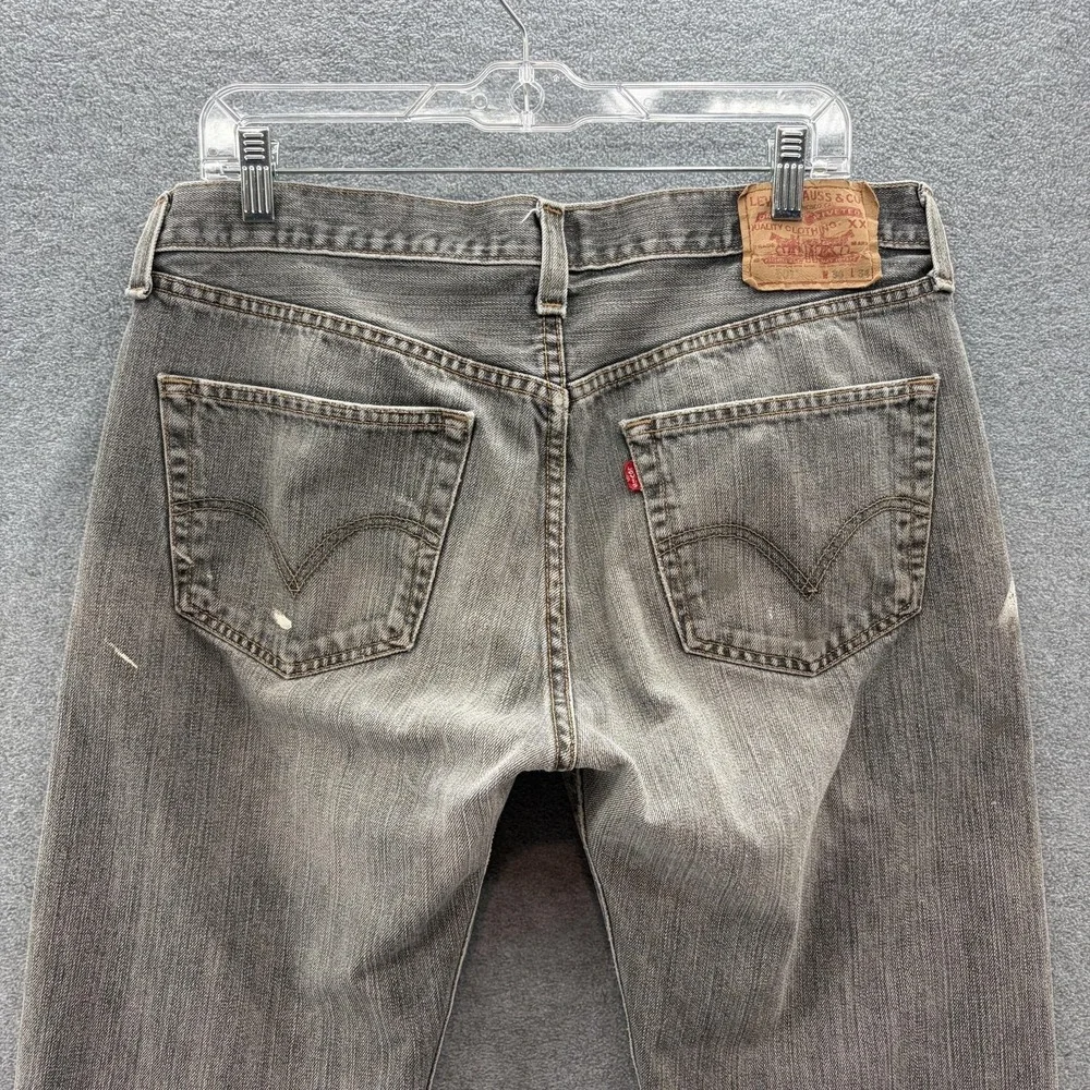 VTG 90s Y2K Levis 501 Jeans Men 34x34 Gray Straight Denim Button Fly Distressed